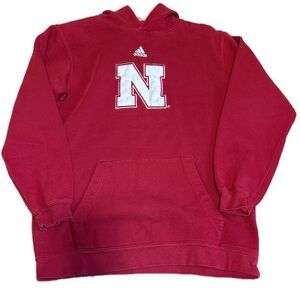 Youth Boys XL Adidas Red Nebraska Hoodie with White N Logo